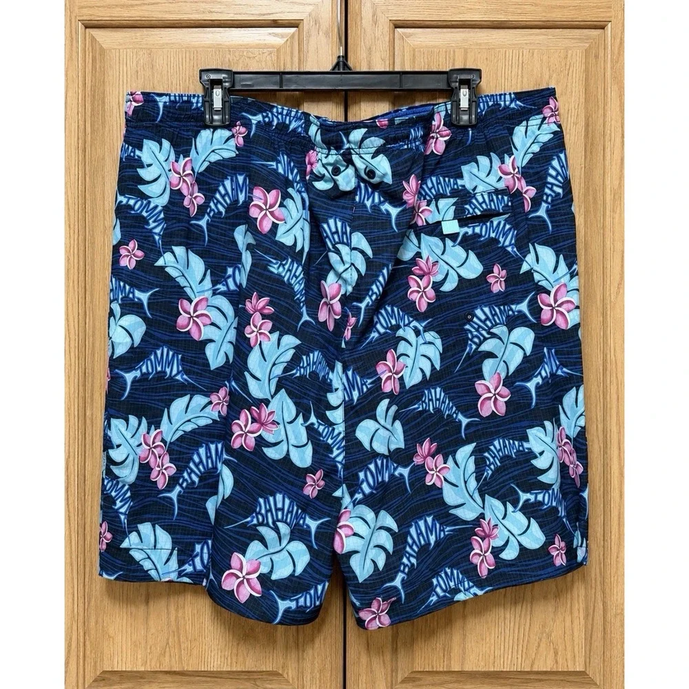 Tommy Bahama Men's Baja Lei Floral Swim Trunks Sz 4XL Blue Stretch Comfort Cool